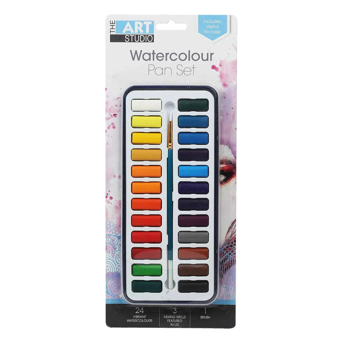 Watercolour Pan Tin Set - 24 Colours