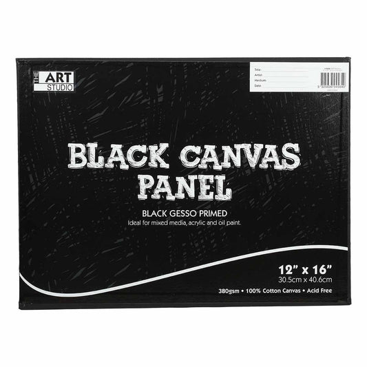 Black Canvas Panel 12 x 16 Inch