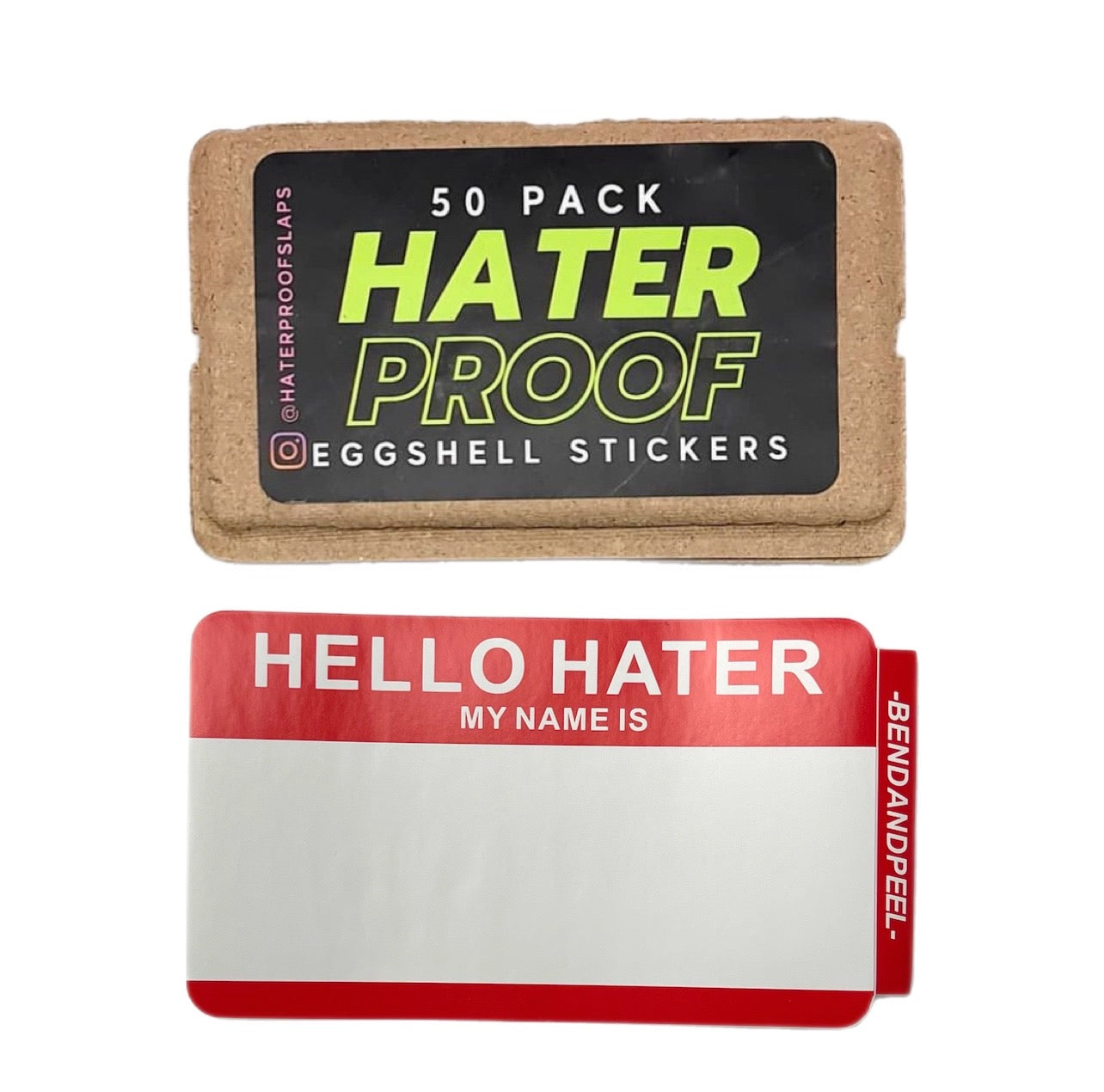 Eggshell Stickers - Hello Hater Red