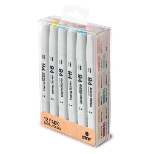 94 Graphic Markers 12 Pack - Pastel Colours